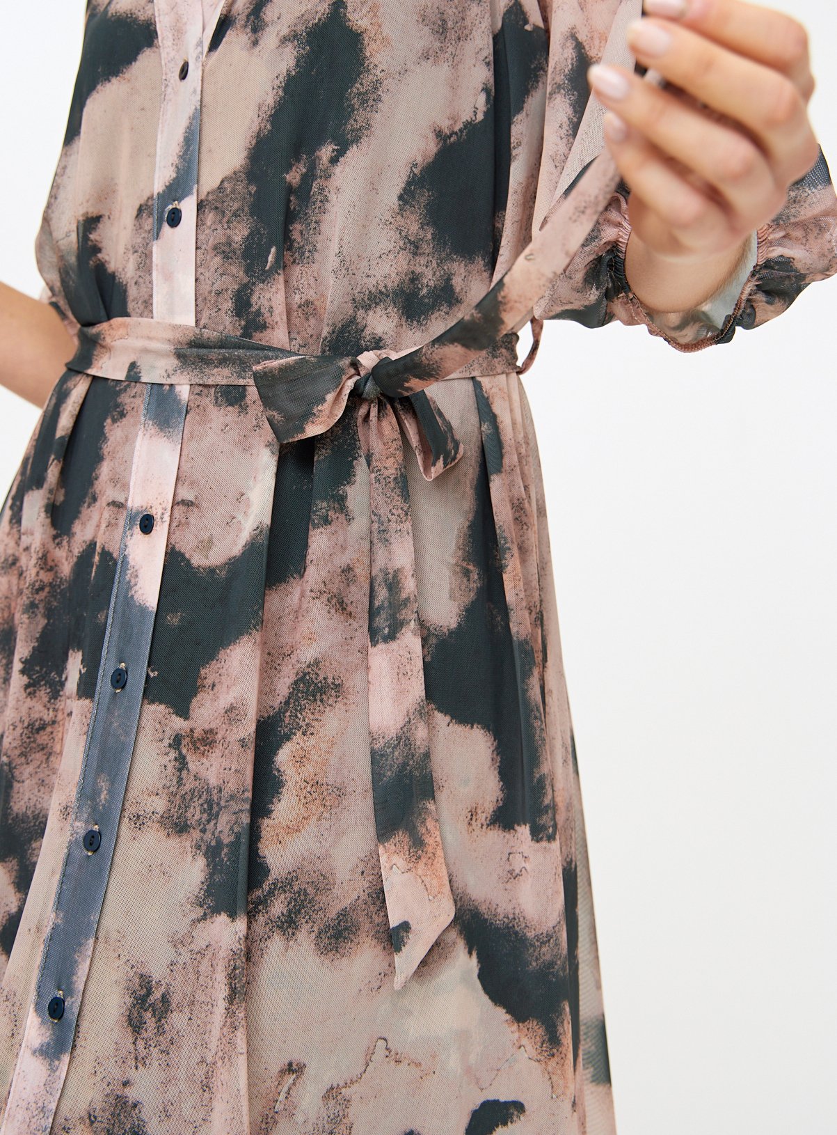 Abstract Print Mesh Shirt Dress 8 - Image 3 thumbnail